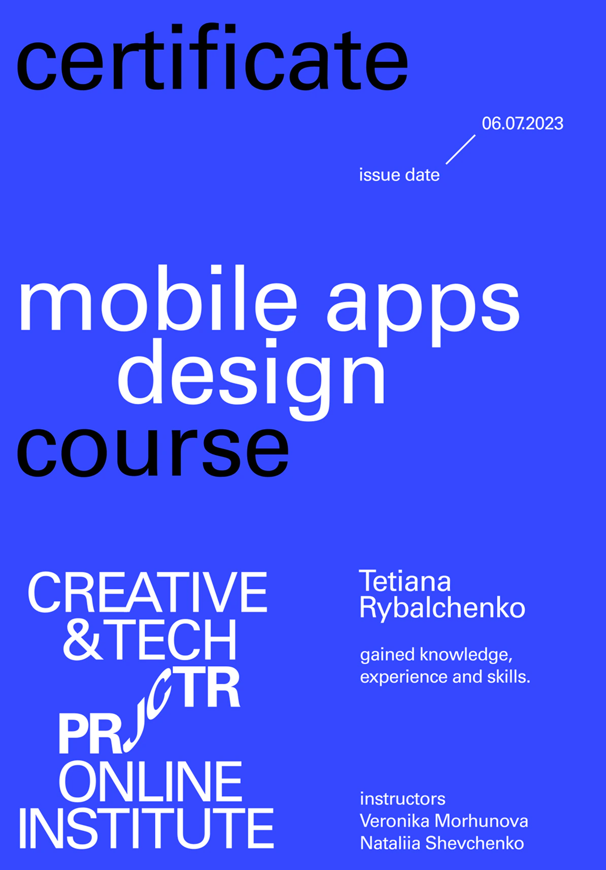 Course certificate
