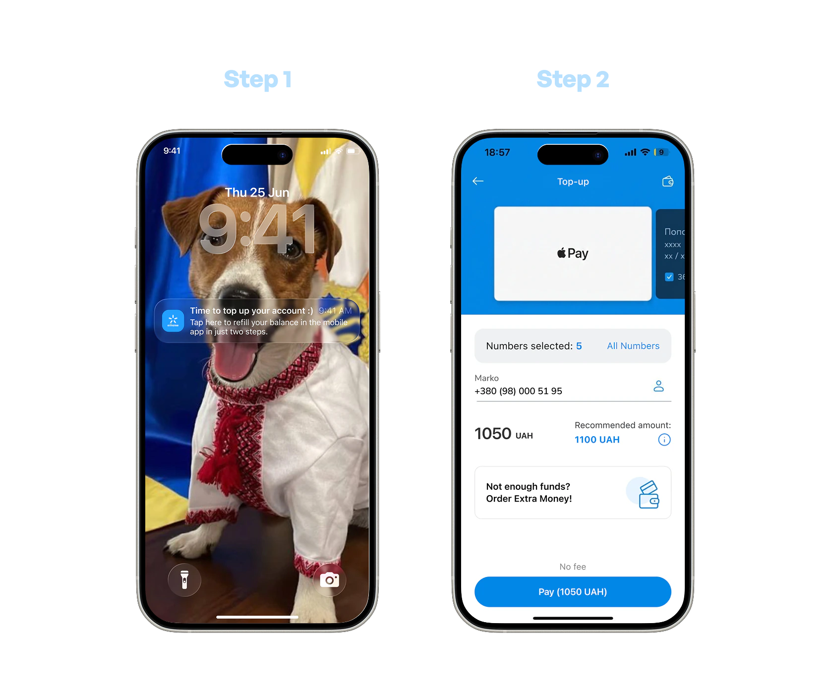Hypothesis 3 — push notification with direct top-up link