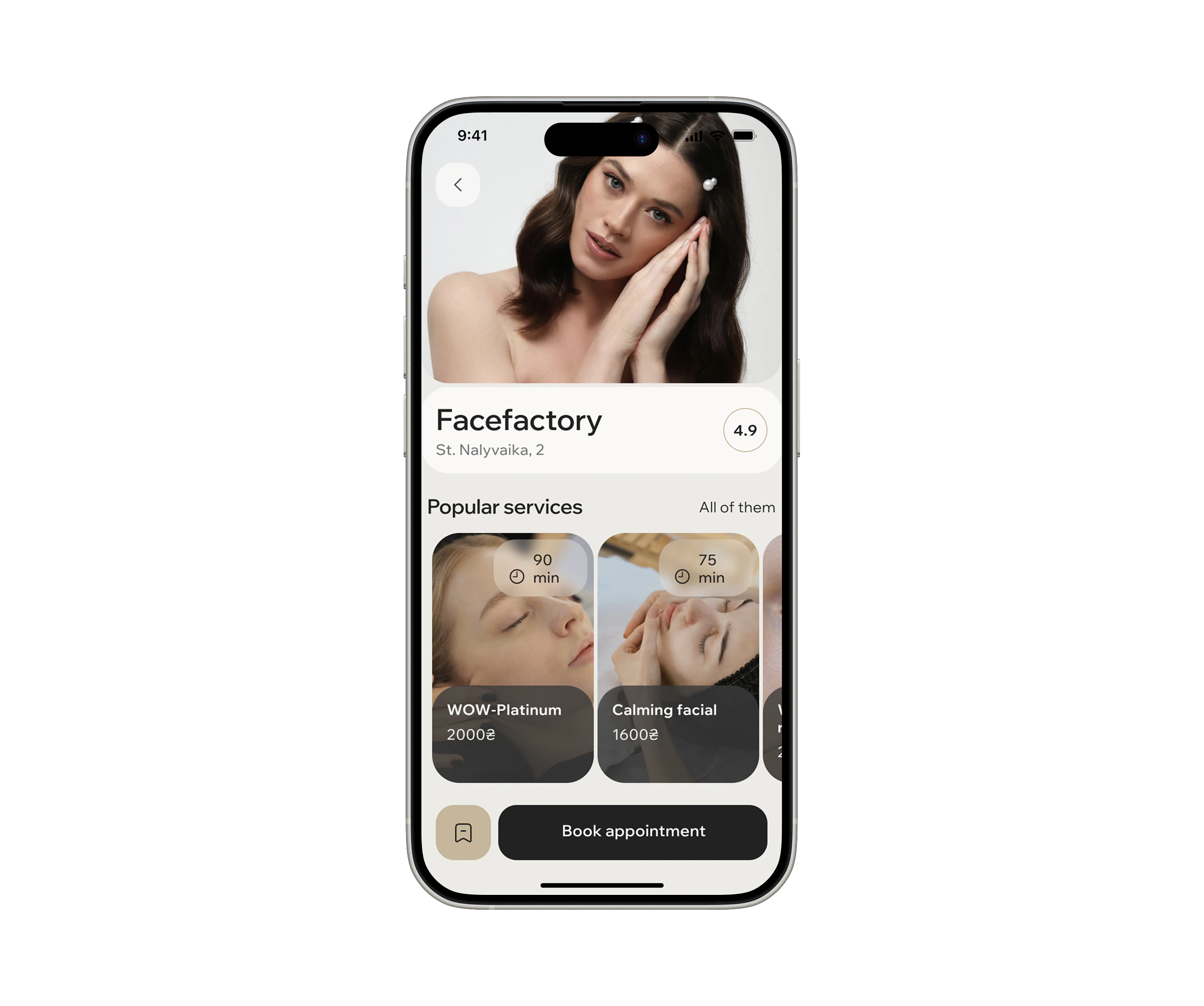 Salon rating, photos, duration and prices upfront
